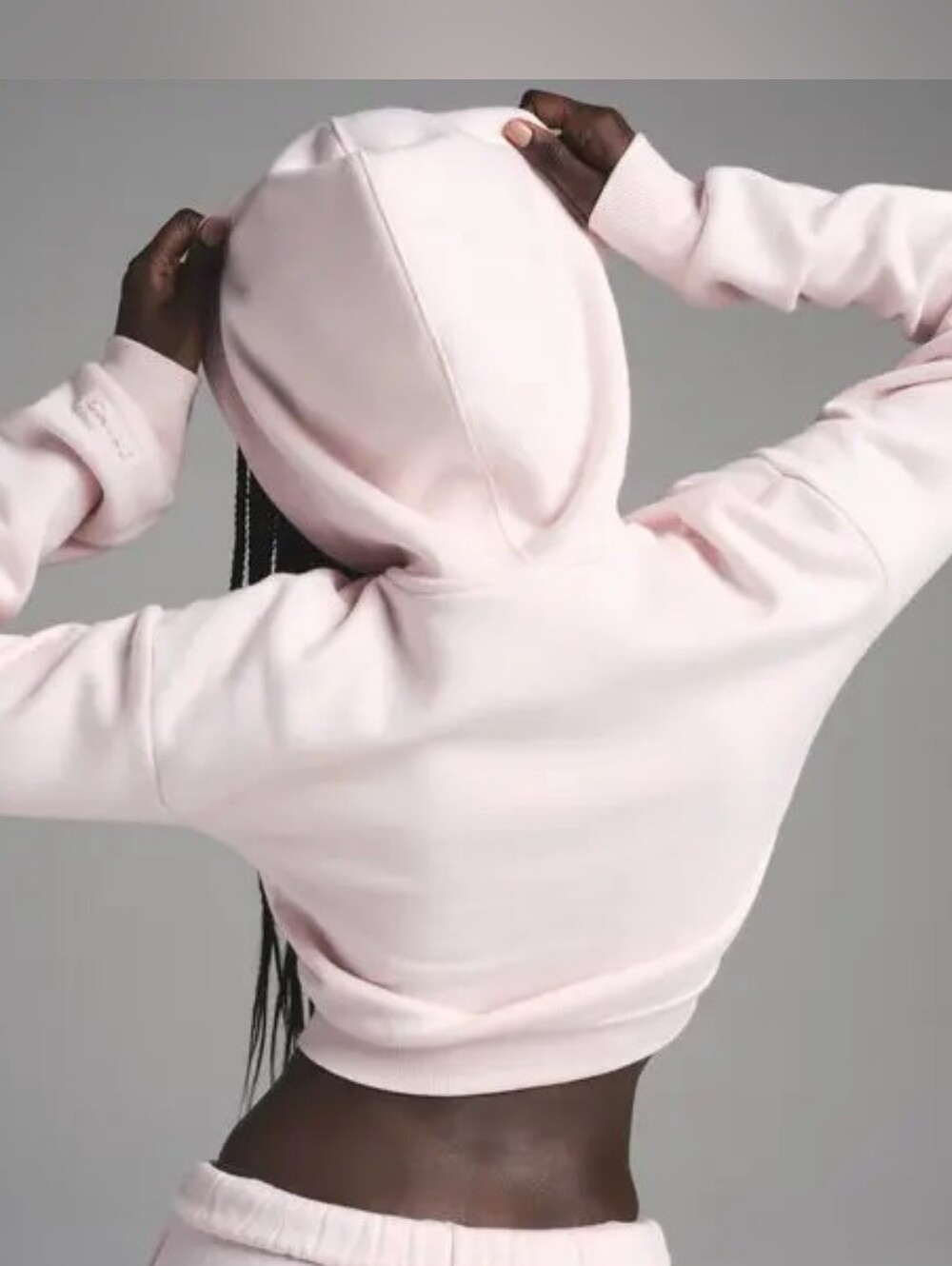 Skims Cotton Shruken Cropped Pink Hoodie Sweatshirt for Women